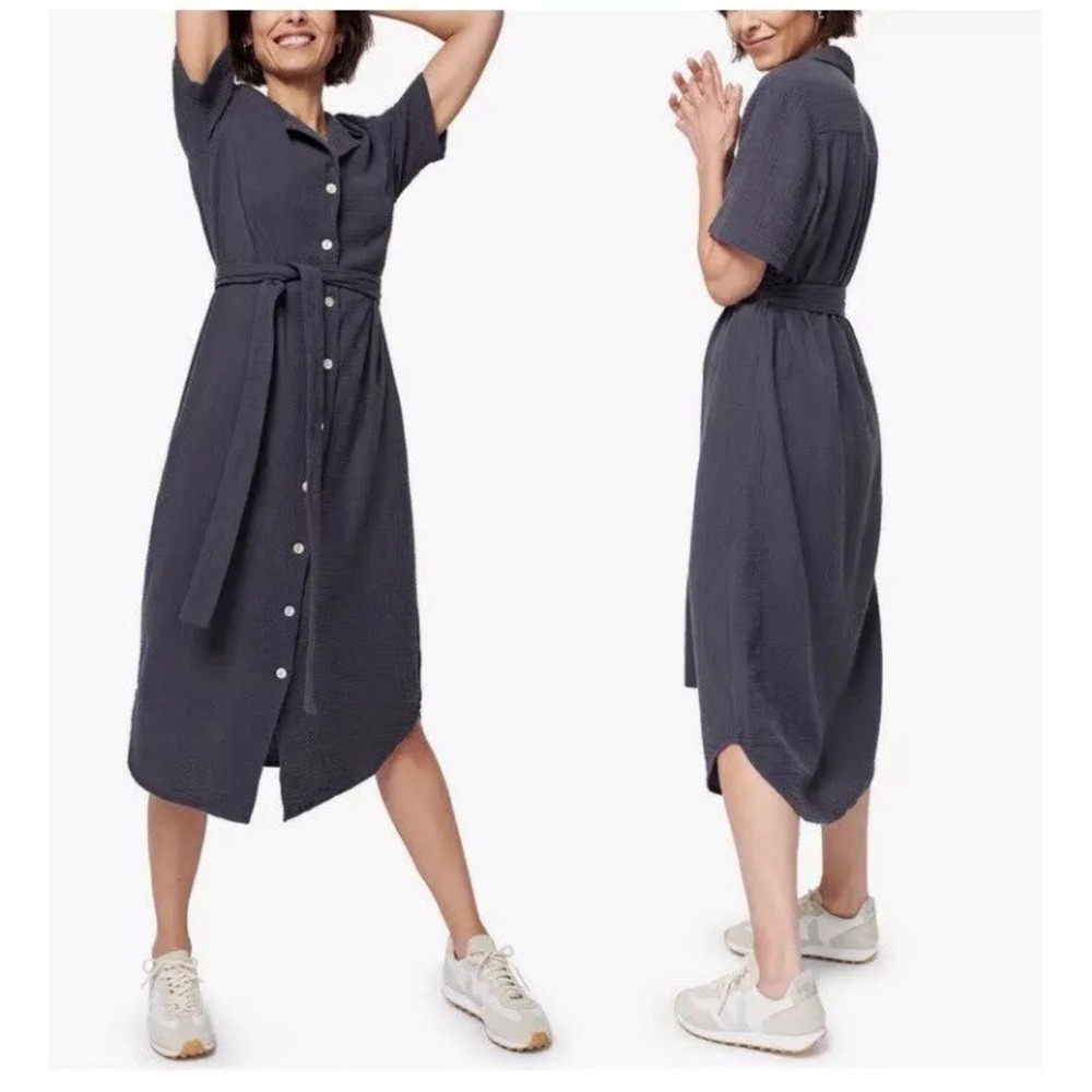 Faherty Nolita Dream Cotton Dress in Washed Black